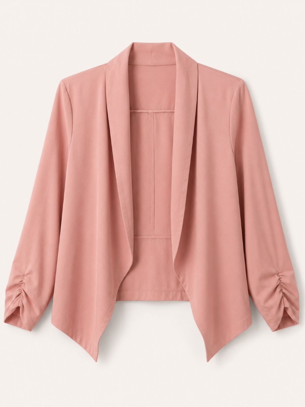 Soft Pink Open-Front Cropped Blazer Jacket – Size Large